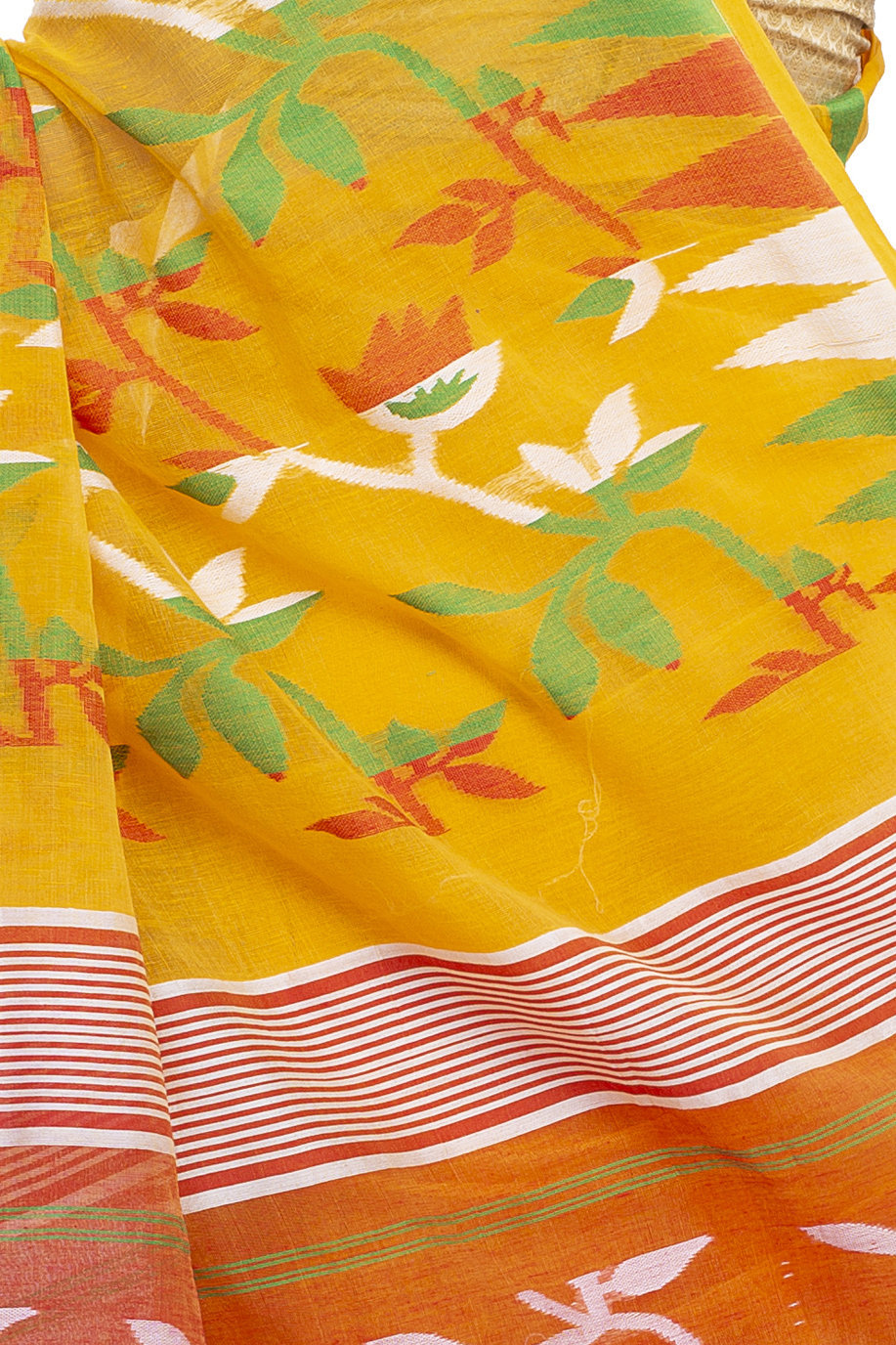 Yellow Blended Cotton Moha_Jamdani Jamdani Saree (810)